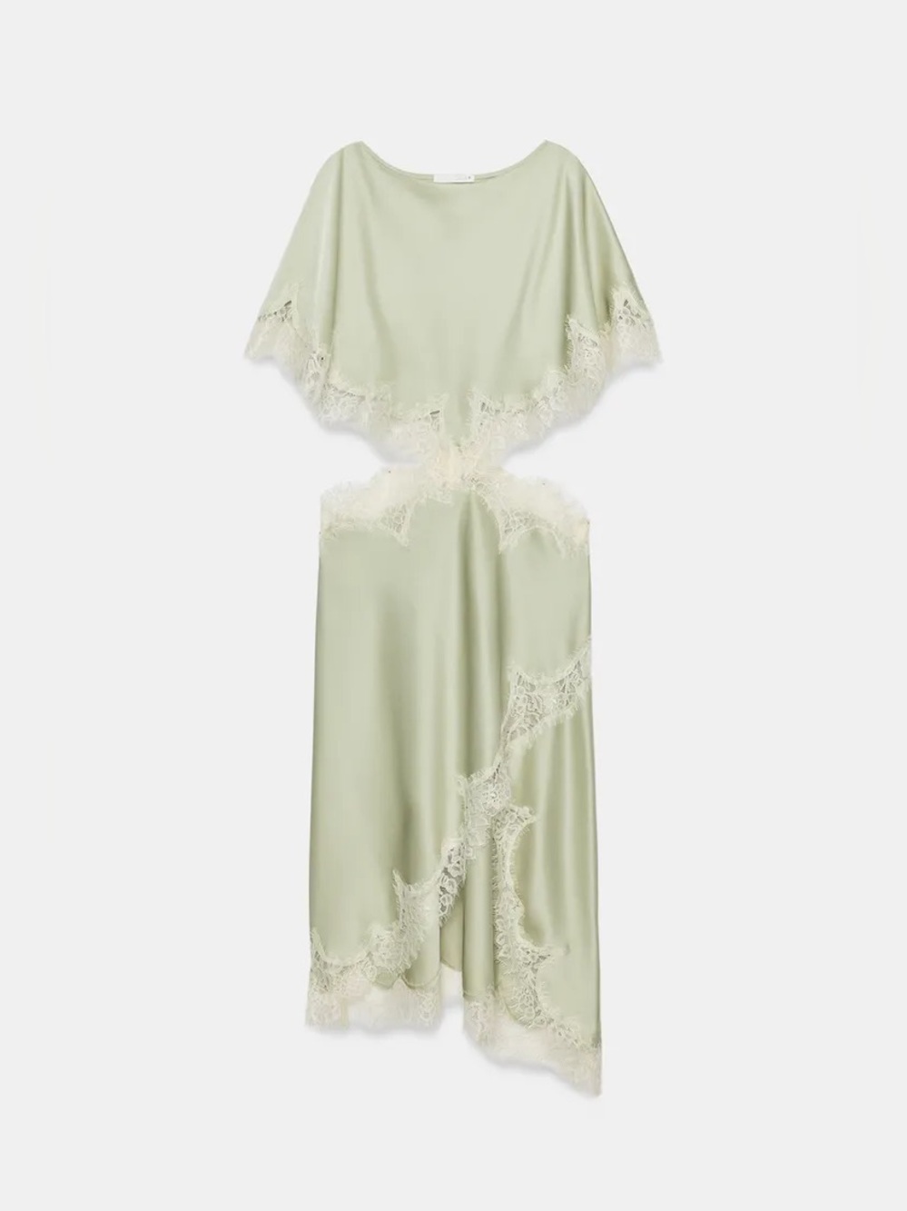 Zara Pale Mint High-Low Lace Trim Dress - Picture 7 of 10